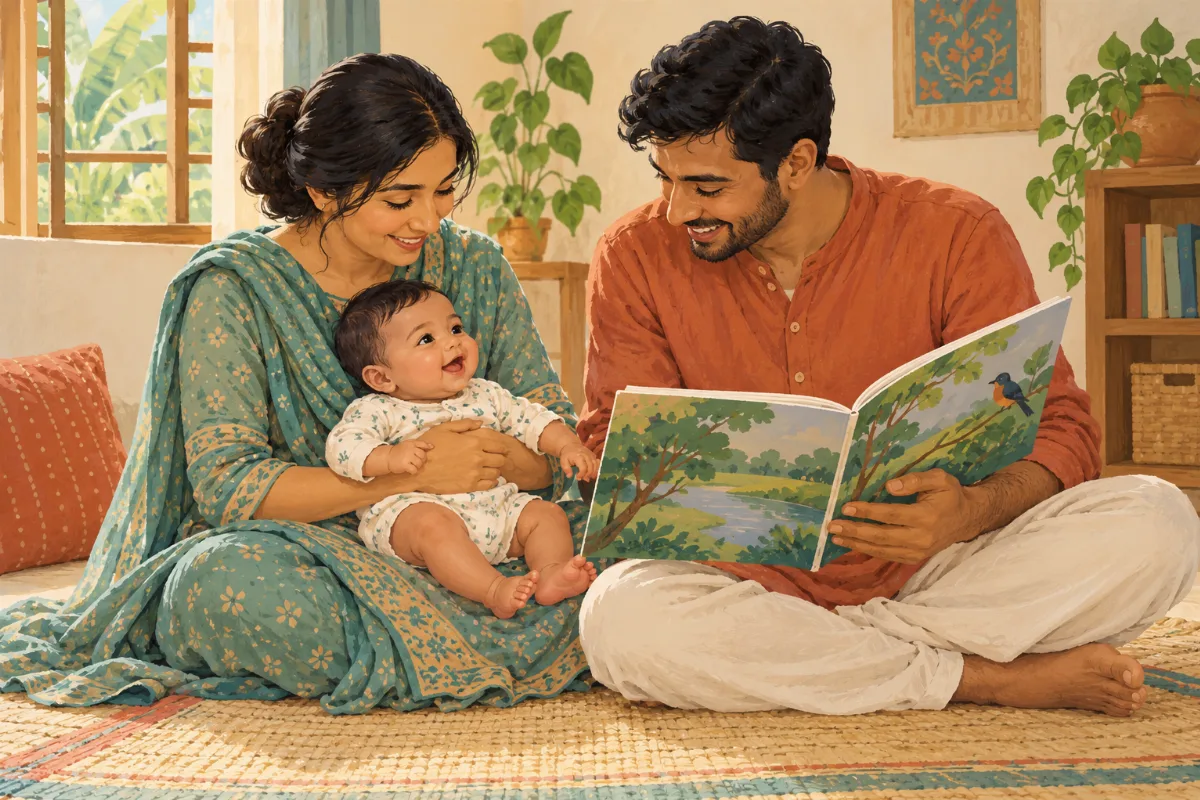 ঘরে শিশুর সঙ্গে সাধারণ একটি মুহূর্ত ভাগ করে নিচ্ছেন পরিবারের সদস্যরা